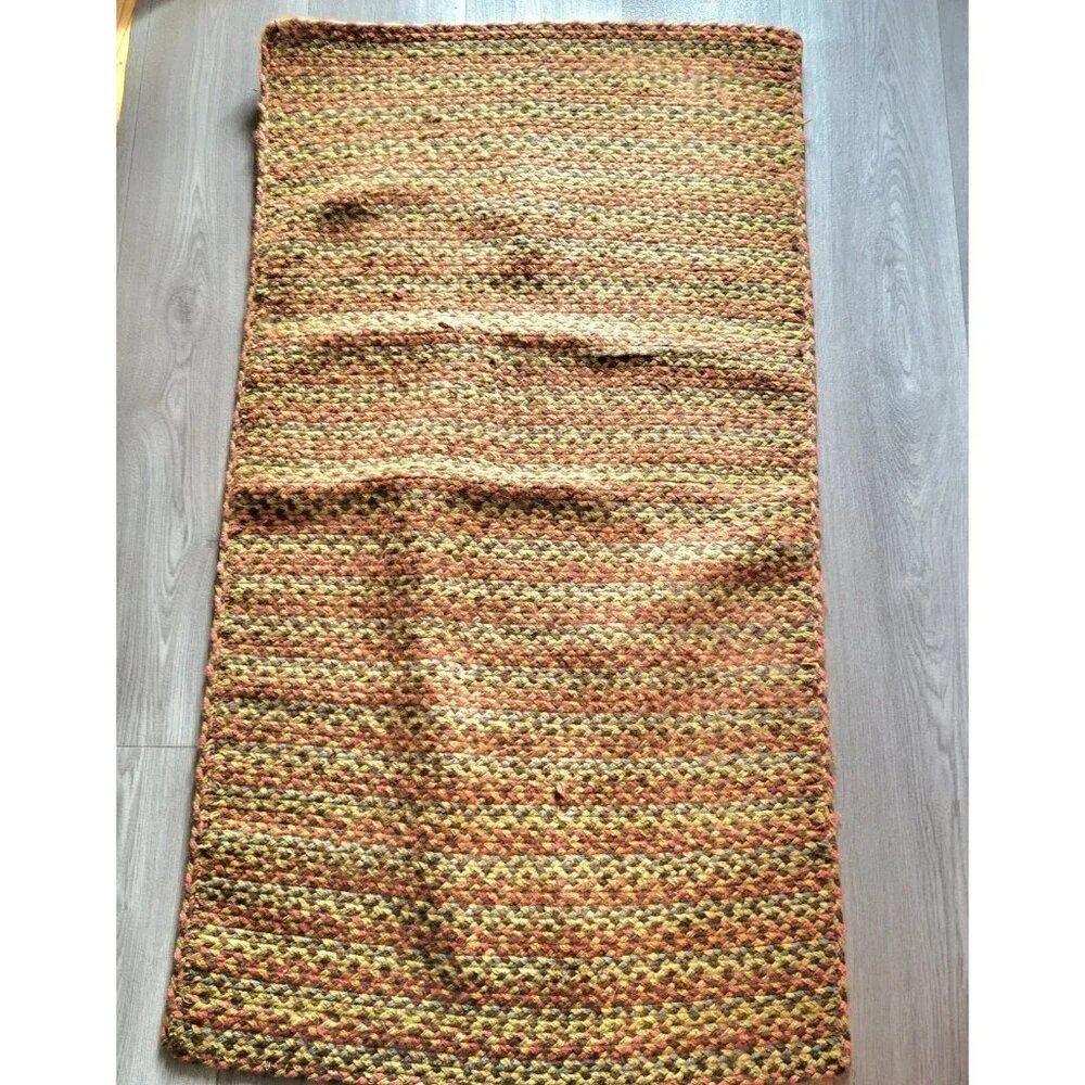 Hand Woven Woolen Wool Crochet Throw Rug Multi Color